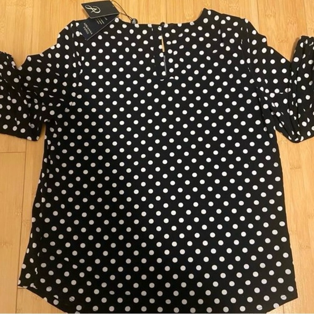 NWT Adrianna Papell Black and White Polka Dot Top Small - Picture 3 of 6